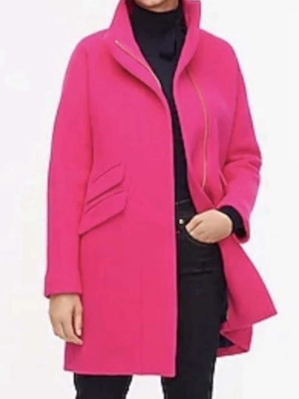 J Crew Cocoon Pink Italian Stadium Cloth Nello Gori Wool Long Coat Jacket Sz 4 - Picture 2 of 16